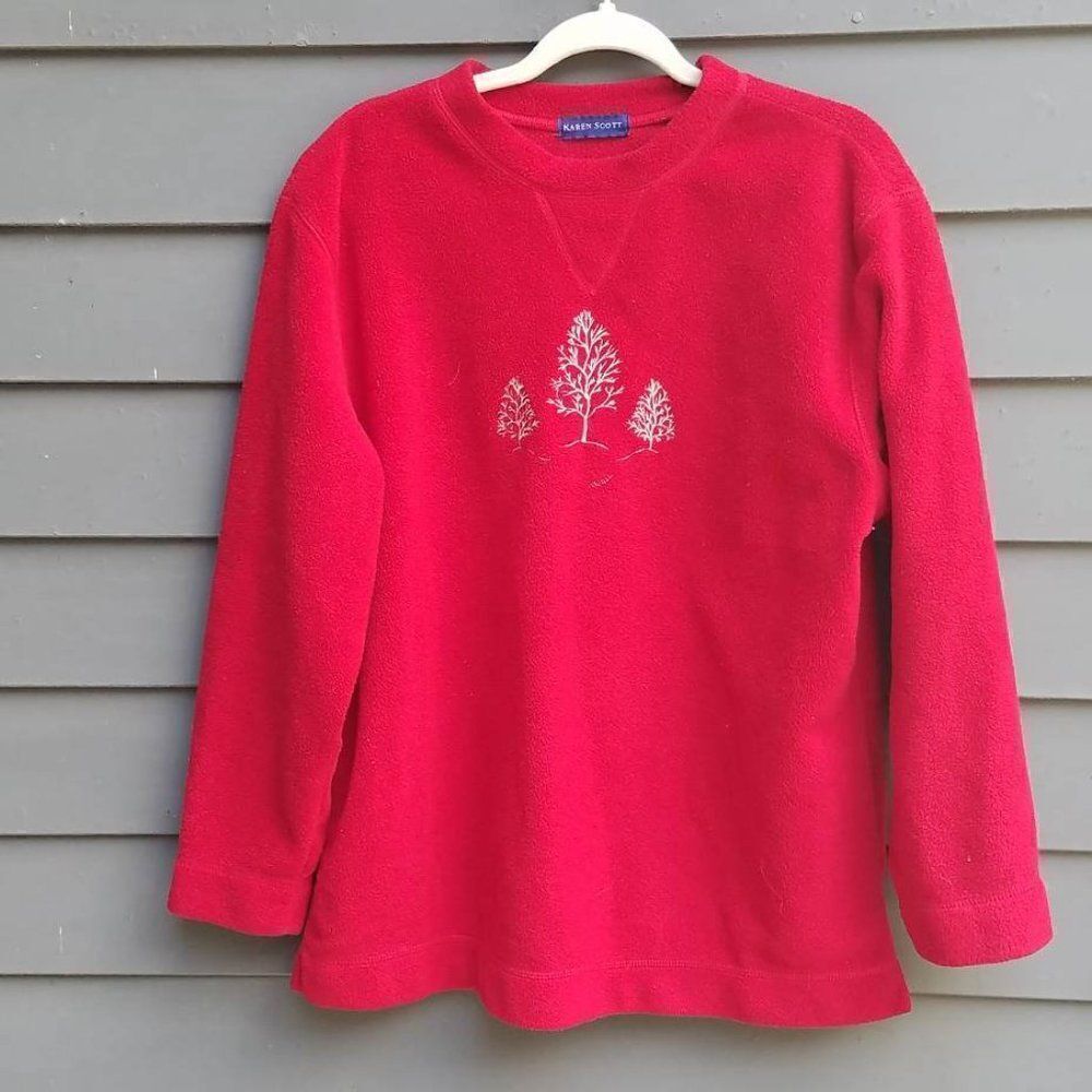 Karen Scott Vibrant Red Crew Neck Sweater